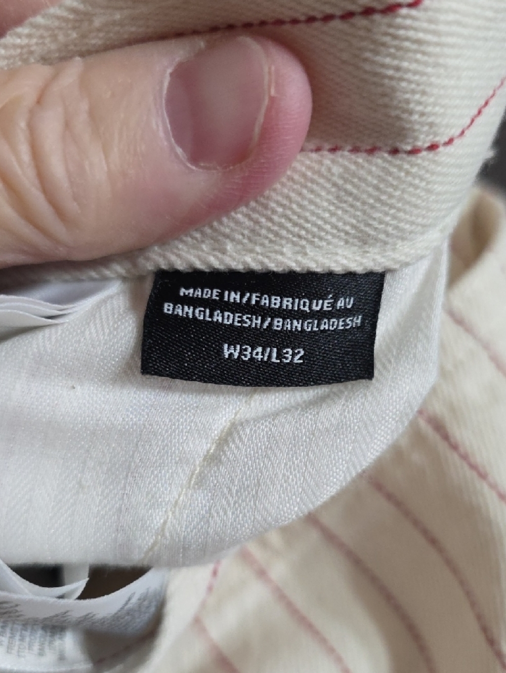 Dickies Men's Cotton Canva Carpenter Pants Cream Red Stitchlike Stripes Sz 34x32 - Picture 3 of 12